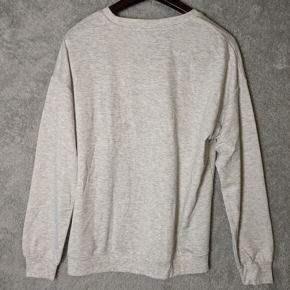 NWT Gray Sequin Santa Pug Sweatshirt Size Medium Christmas Cute Graphic Gold - Picture 7 of 11